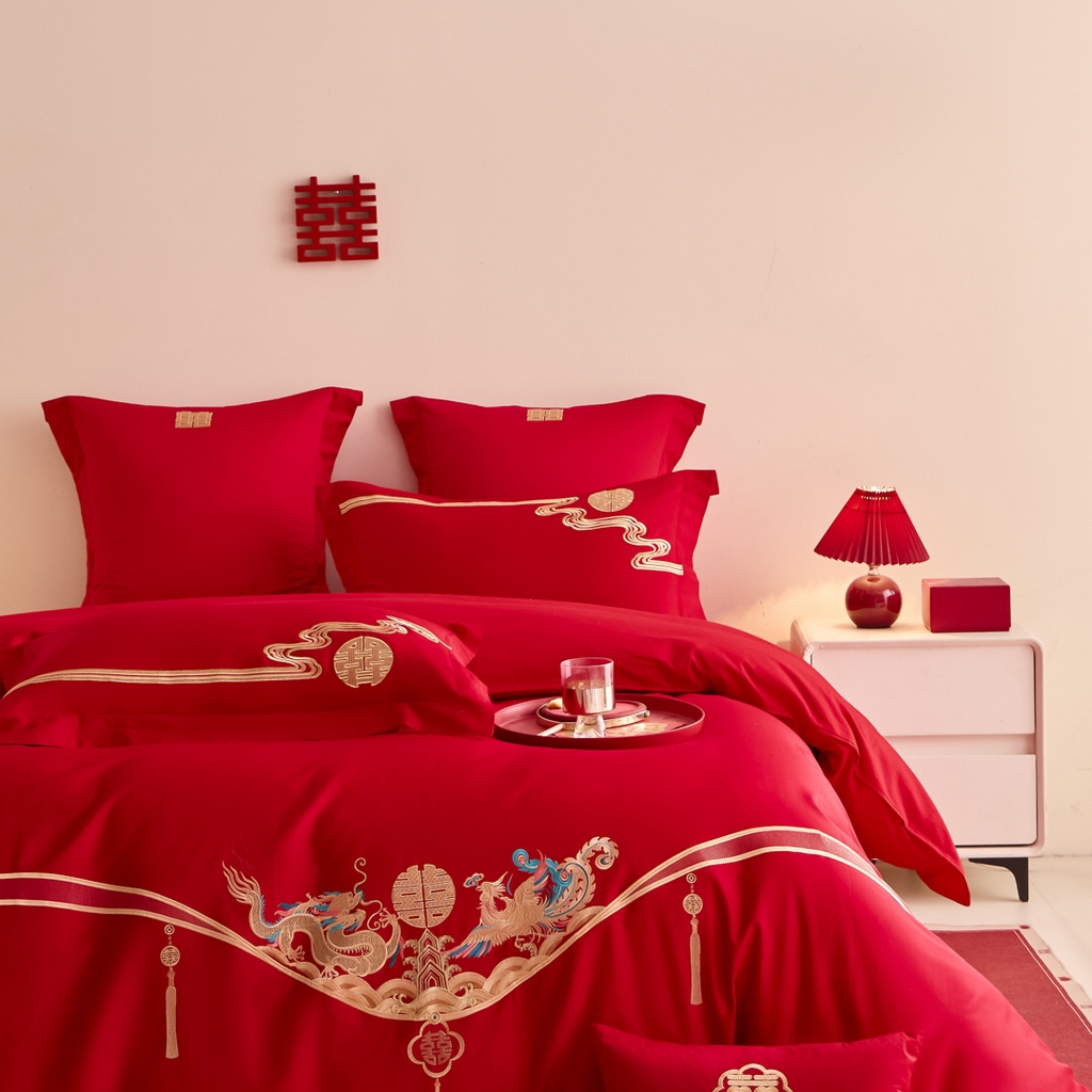 91家纺网 家纺一手货源 找家纺 东方合美（原：皇家传奇） 2025新款婚庆小红书化纤系列二 欢喜龙凤