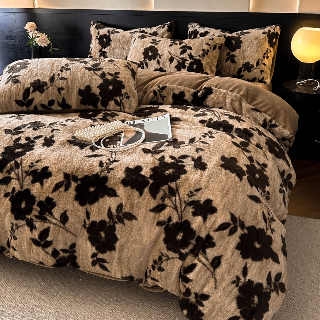 91家纺网 家纺一手货源 找家纺 金阳光家纺 2025新款A类高克重兔毛绒保暖印花牛奶绒四件套 美拉德系列 美拉德-漫漫