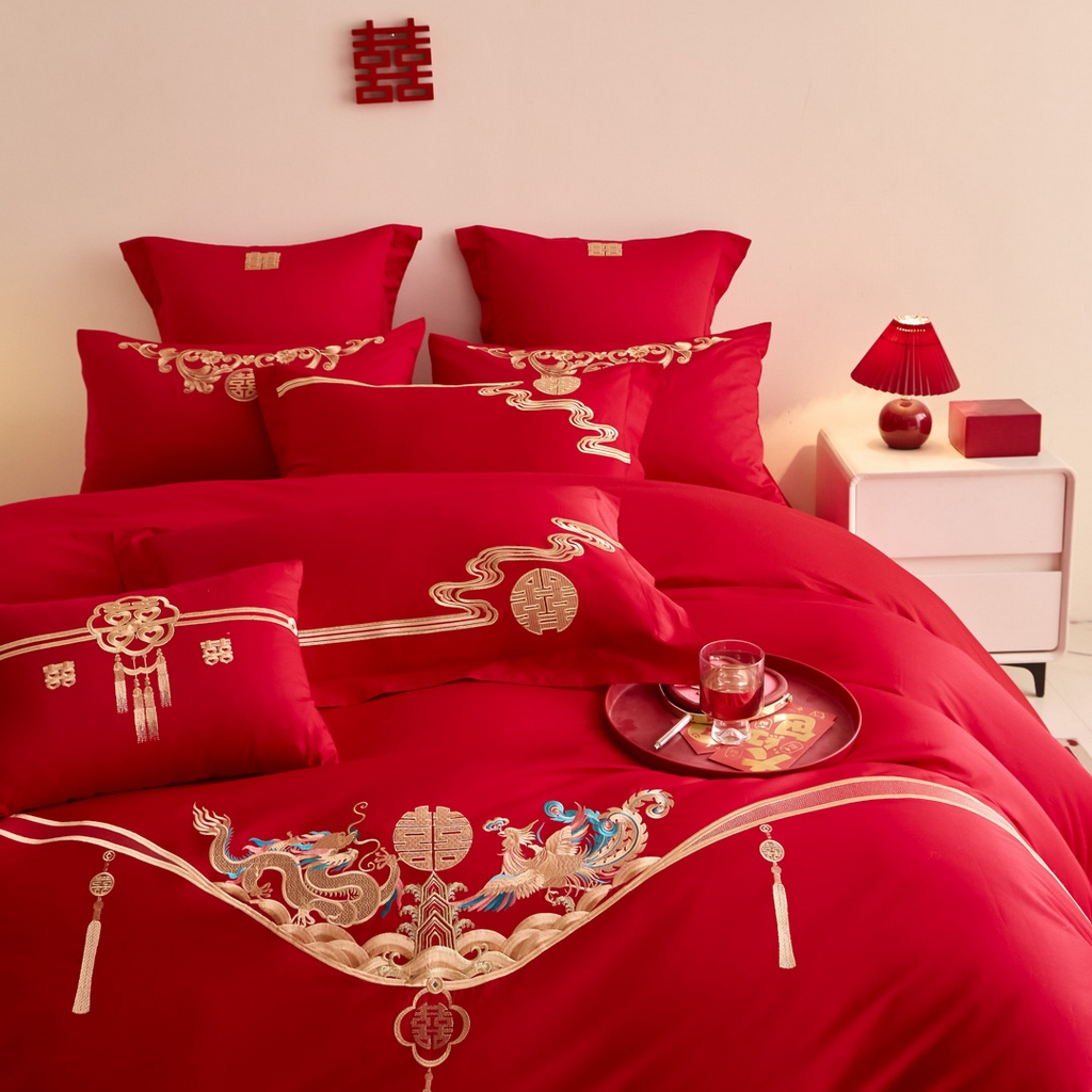 91家纺网 家纺一手货源 找家纺 东方合美（原：皇家传奇） 2025新款婚庆小红书化纤系列二 欢喜龙凤