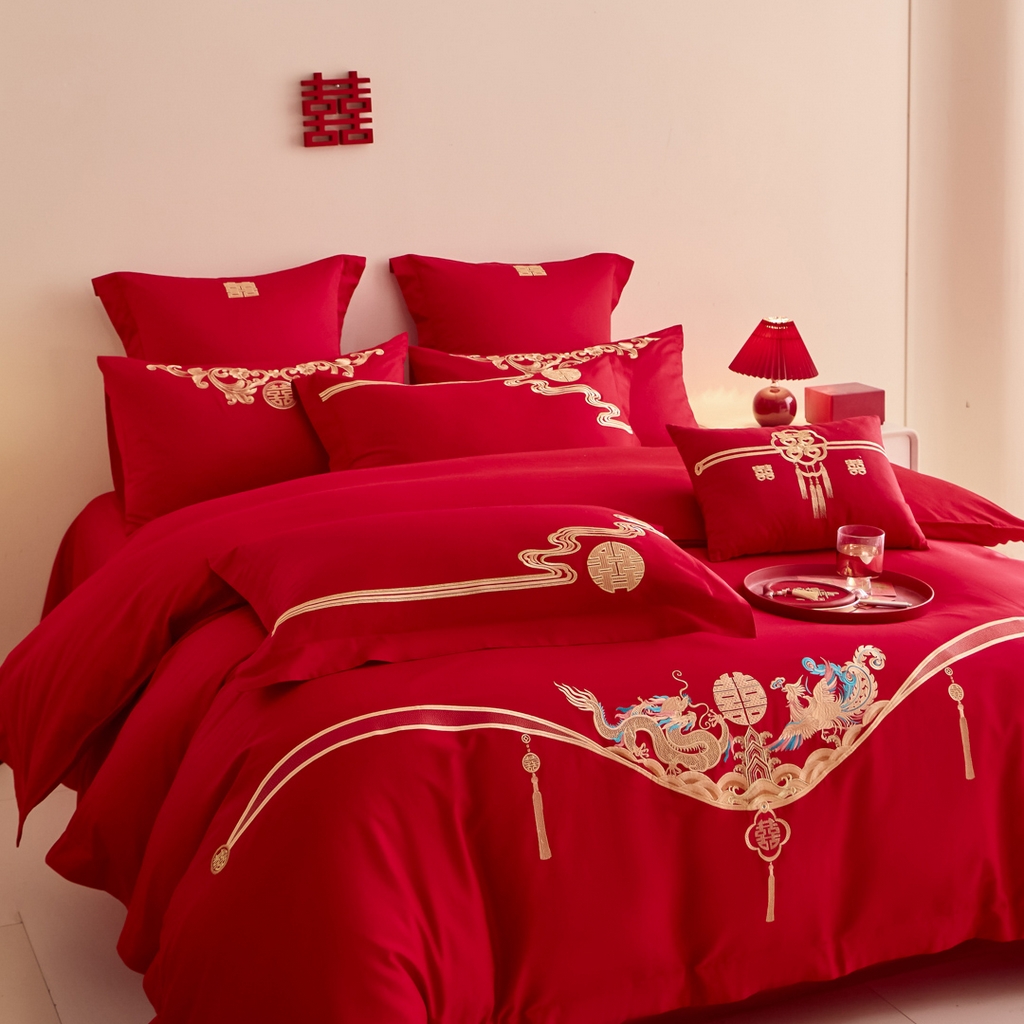 91家纺网 家纺一手货源 找家纺 东方合美（原：皇家传奇） 2025新款婚庆小红书化纤系列二 欢喜龙凤