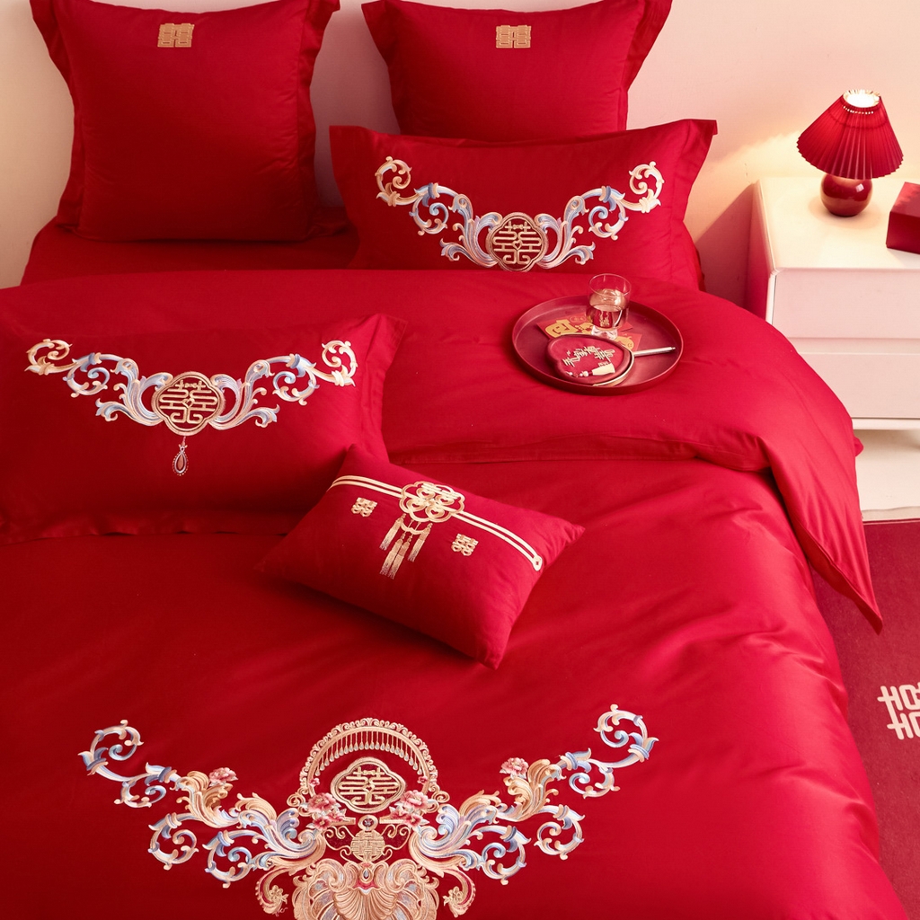 91家纺网 家纺一手货源 找家纺 东方合美（原：皇家传奇） 2025新款婚庆小红书化纤系列二 恭贺新禧