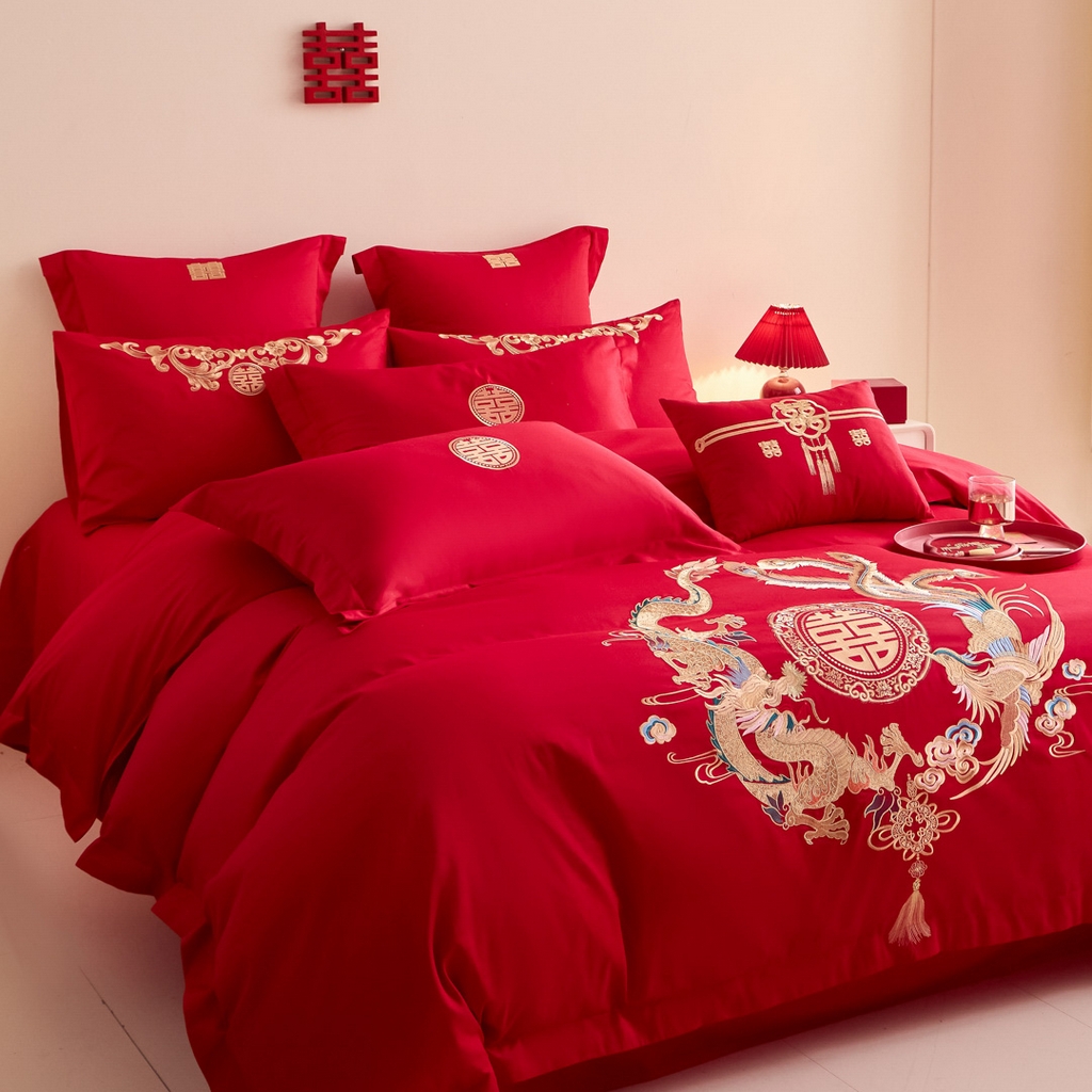 91家纺网 家纺一手货源 找家纺 东方合美（原：皇家传奇） 2025新款婚庆小红书化纤系列二 龙凤和鸣