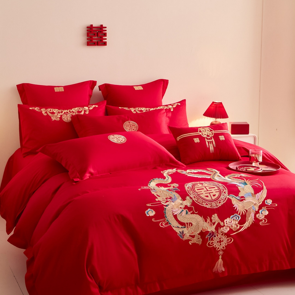 91家纺网 家纺一手货源 找家纺 东方合美（原：皇家传奇） 2025新款婚庆小红书化纤系列二 龙凤和鸣