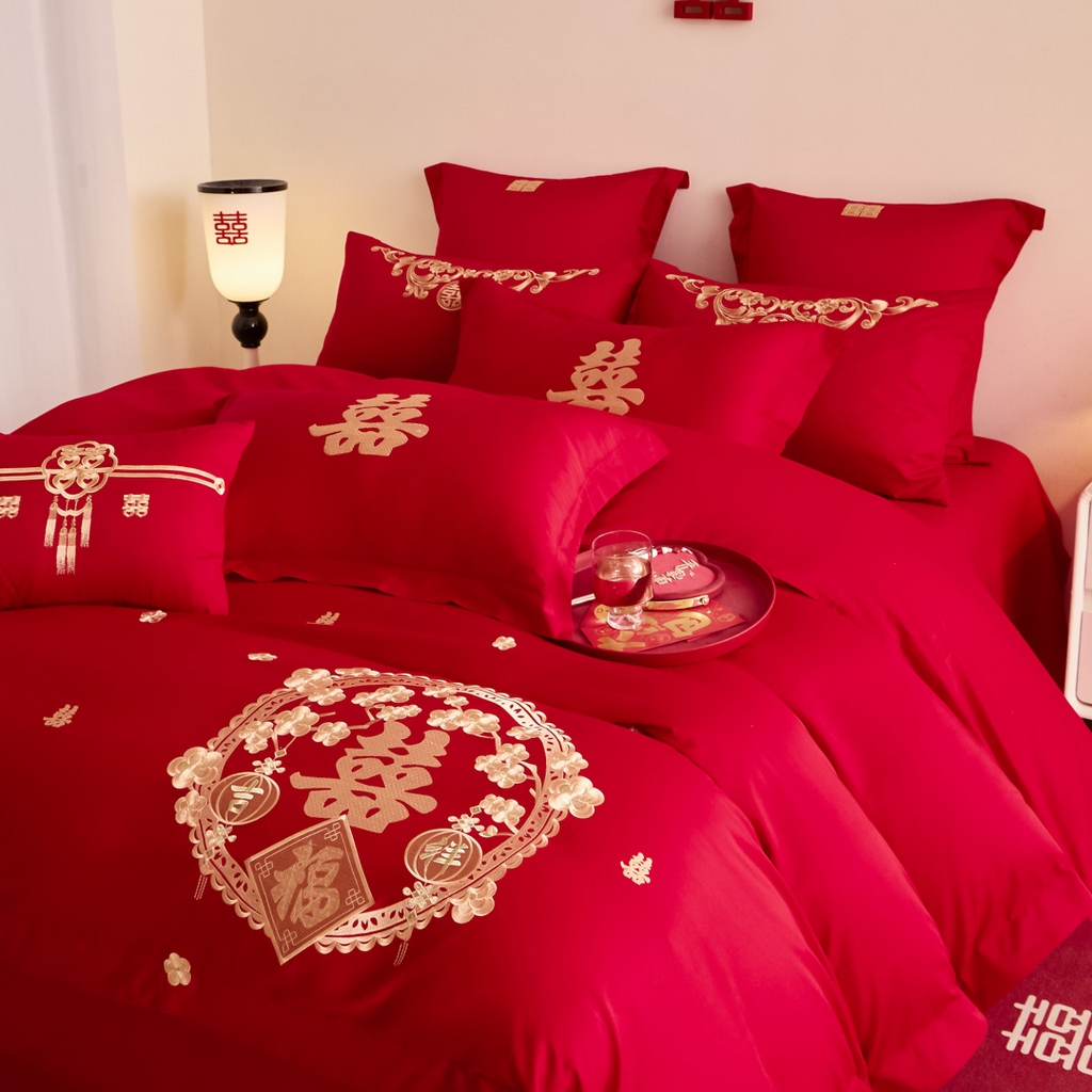 91家纺网 家纺一手货源 找家纺 东方合美（原：皇家传奇） 2025新款婚庆小红书化纤系列二 双喜临门