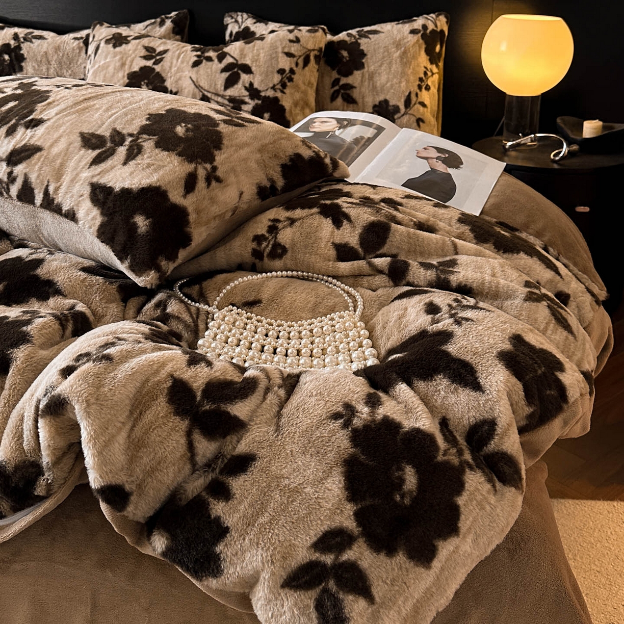 91家纺网 家纺一手货源 找家纺 金阳光家纺 2025新款A类高克重兔毛绒保暖印花牛奶绒四件套 美拉德系列 美拉德-漫漫