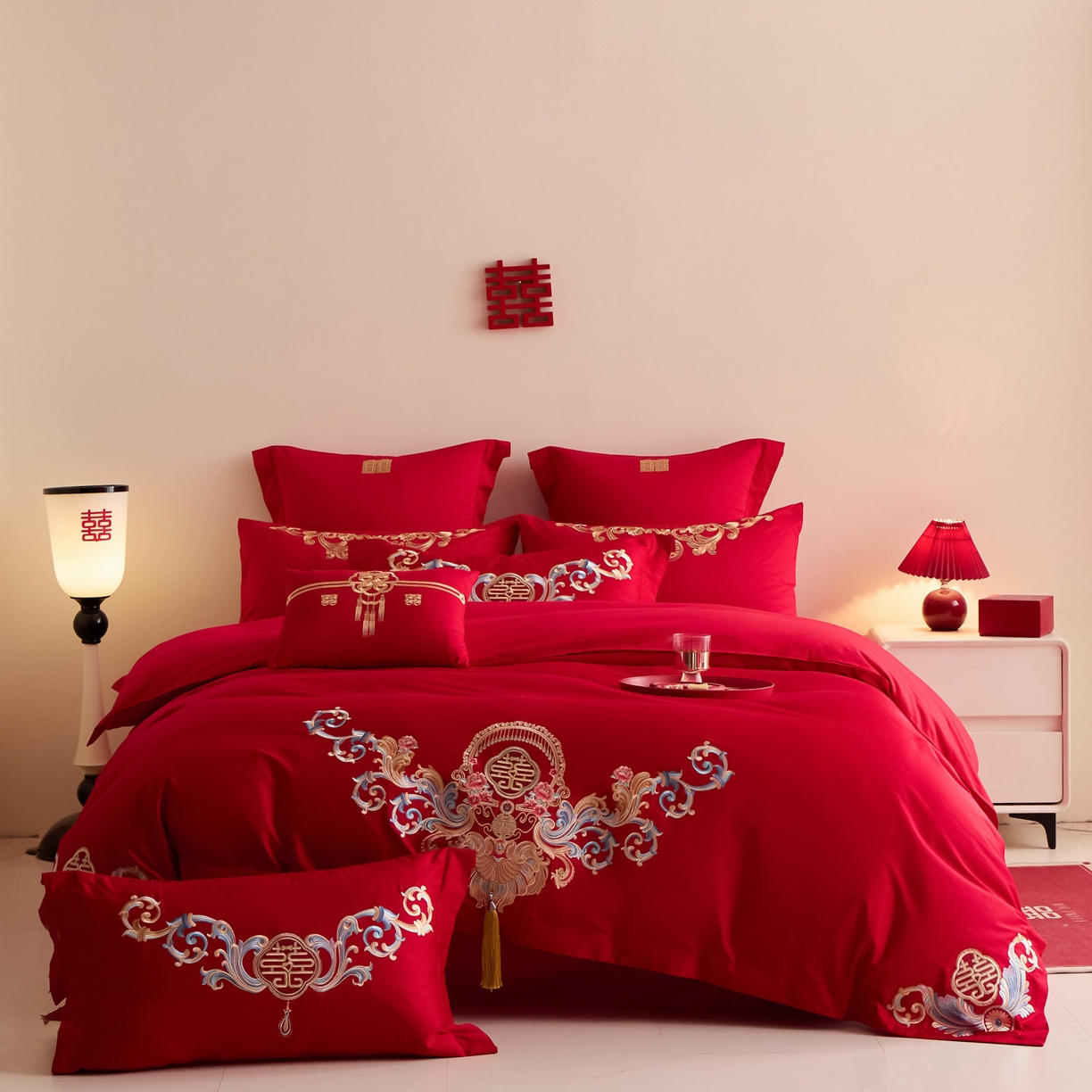 91家纺网 家纺一手货源 找家纺 东方合美（原：皇家传奇） 2025新款婚庆小红书化纤系列二 恭贺新禧