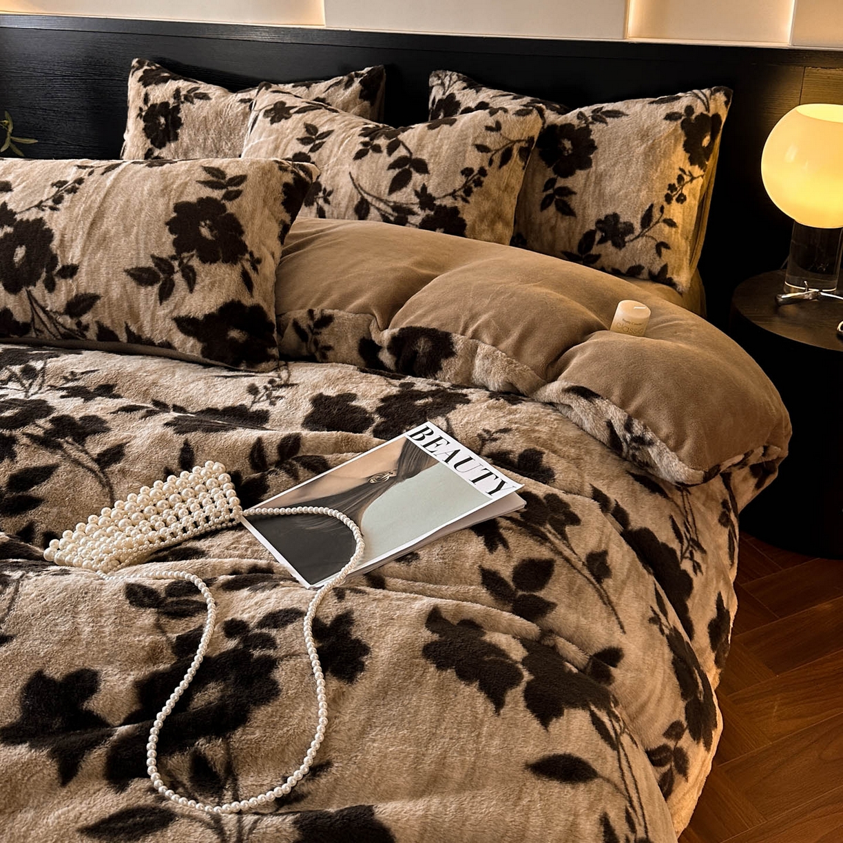 91家纺网 家纺一手货源 找家纺 金阳光家纺 2025新款A类高克重兔毛绒保暖印花牛奶绒四件套 美拉德系列 美拉德-漫漫