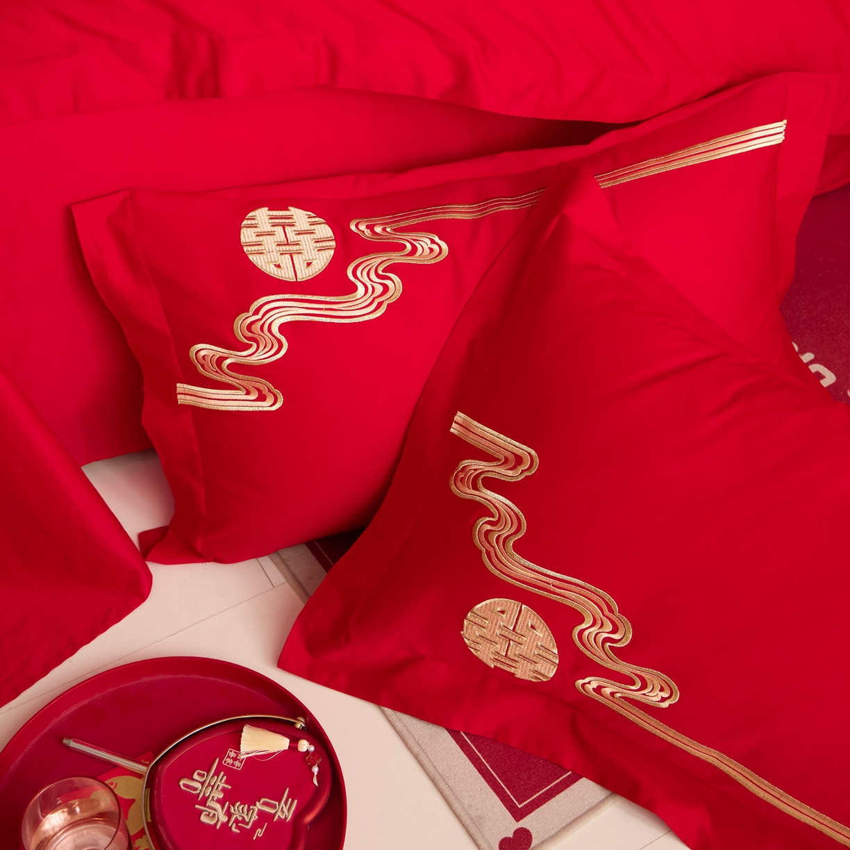 91家纺网 家纺一手货源 找家纺 东方合美（原：皇家传奇） 2025新款婚庆小红书化纤系列二 欢喜龙凤