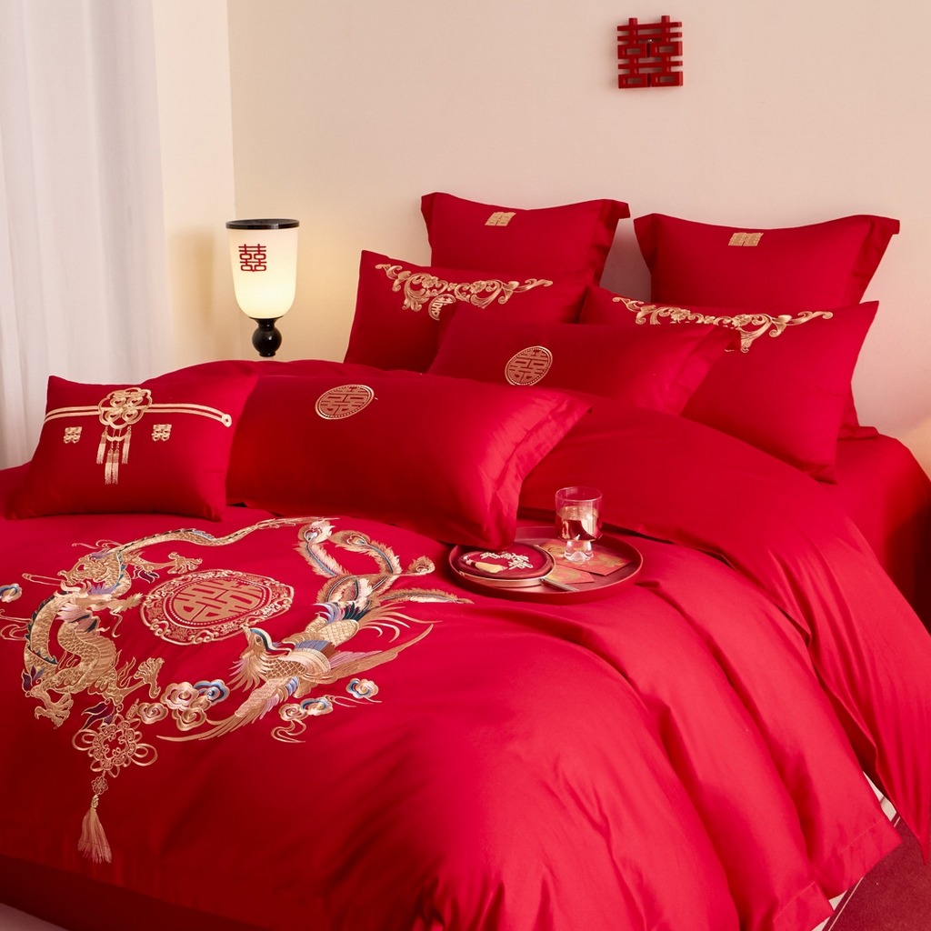 91家纺网 家纺一手货源 找家纺 东方合美（原：皇家传奇） 2025新款婚庆小红书化纤系列二 龙凤和鸣