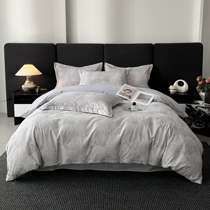 91家纺网 家纺一手货源 找家纺 海洋家纺 2026新款100%全棉磨毛数码印花四件套加厚全棉四件套-提供买家秀 羽弦 灰