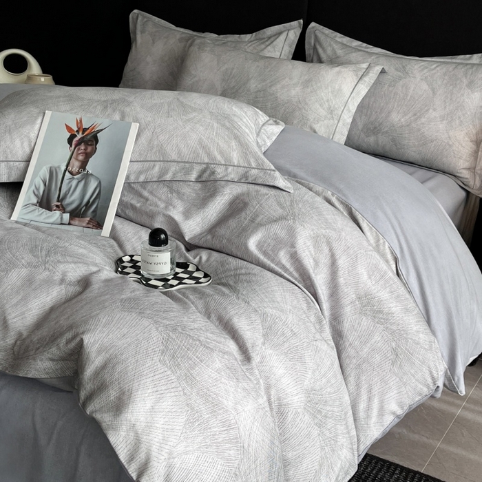 91家纺网 家纺一手货源 找家纺 海洋家纺 2026新款100%全棉磨毛数码印花四件套加厚全棉四件套-提供买家秀 羽弦 灰