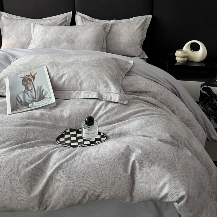 91家纺网 家纺一手货源 找家纺 海洋家纺 2026新款100%全棉磨毛数码印花四件套加厚全棉四件套-提供买家秀 羽弦 灰