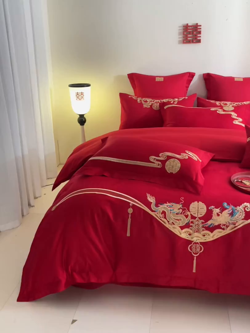 91家纺网 家纺一手货源 找家纺 东方合美（原：皇家传奇） 2025新款婚庆小红书化纤系列二 欢喜龙凤