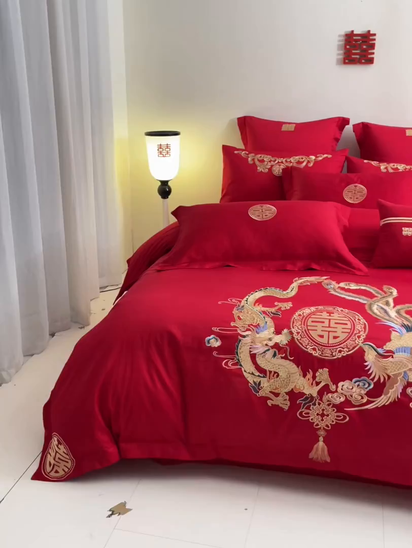 91家纺网 家纺一手货源 找家纺 东方合美（原：皇家传奇） 2025新款婚庆小红书化纤系列二 龙凤和鸣