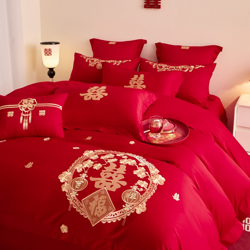 91家纺网 家纺一手货源 找家纺 东方合美（原：皇家传奇） 2025新款婚庆小红书化纤系列二 双喜临门