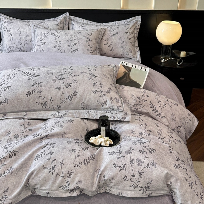 91家纺网 家纺一手货源 找家纺 海洋家纺 2026新款100%全棉磨毛数码印花四件套加厚全棉四件套-提供买家秀 织梦 灰