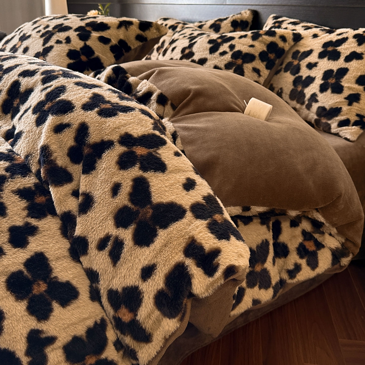 金阳光家纺 2025新款A类高克重兔毛绒保暖印花牛奶绒四件套 美拉德系列 美拉德-豹纹咖