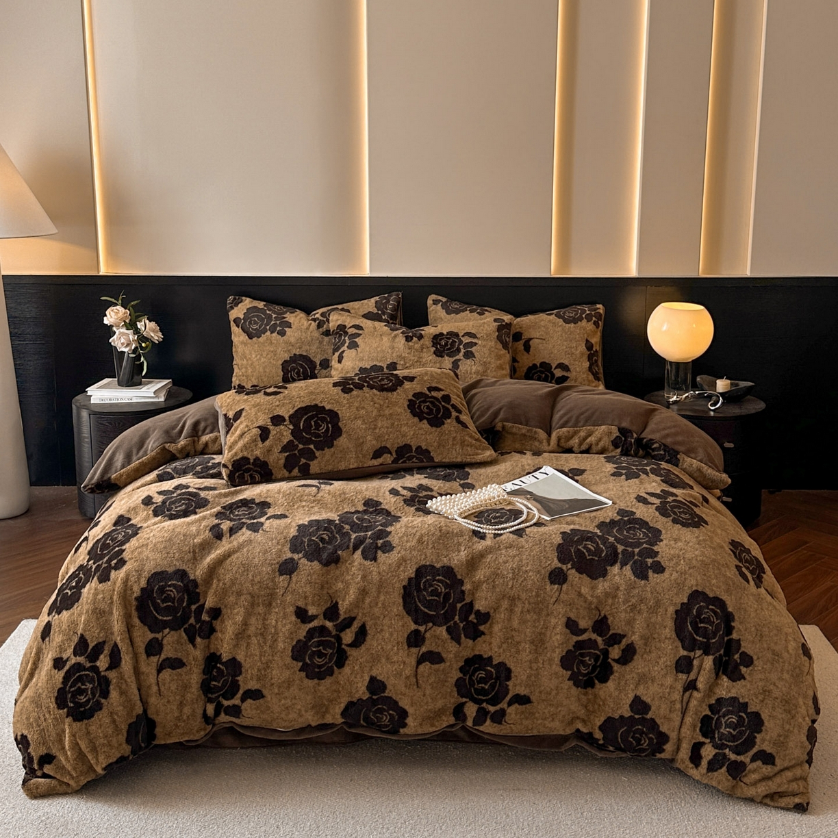 91家纺网 家纺一手货源 找家纺 金阳光家纺 2025新款A类高克重兔毛绒保暖印花牛奶绒四件套 美拉德系列 美拉德-简爱