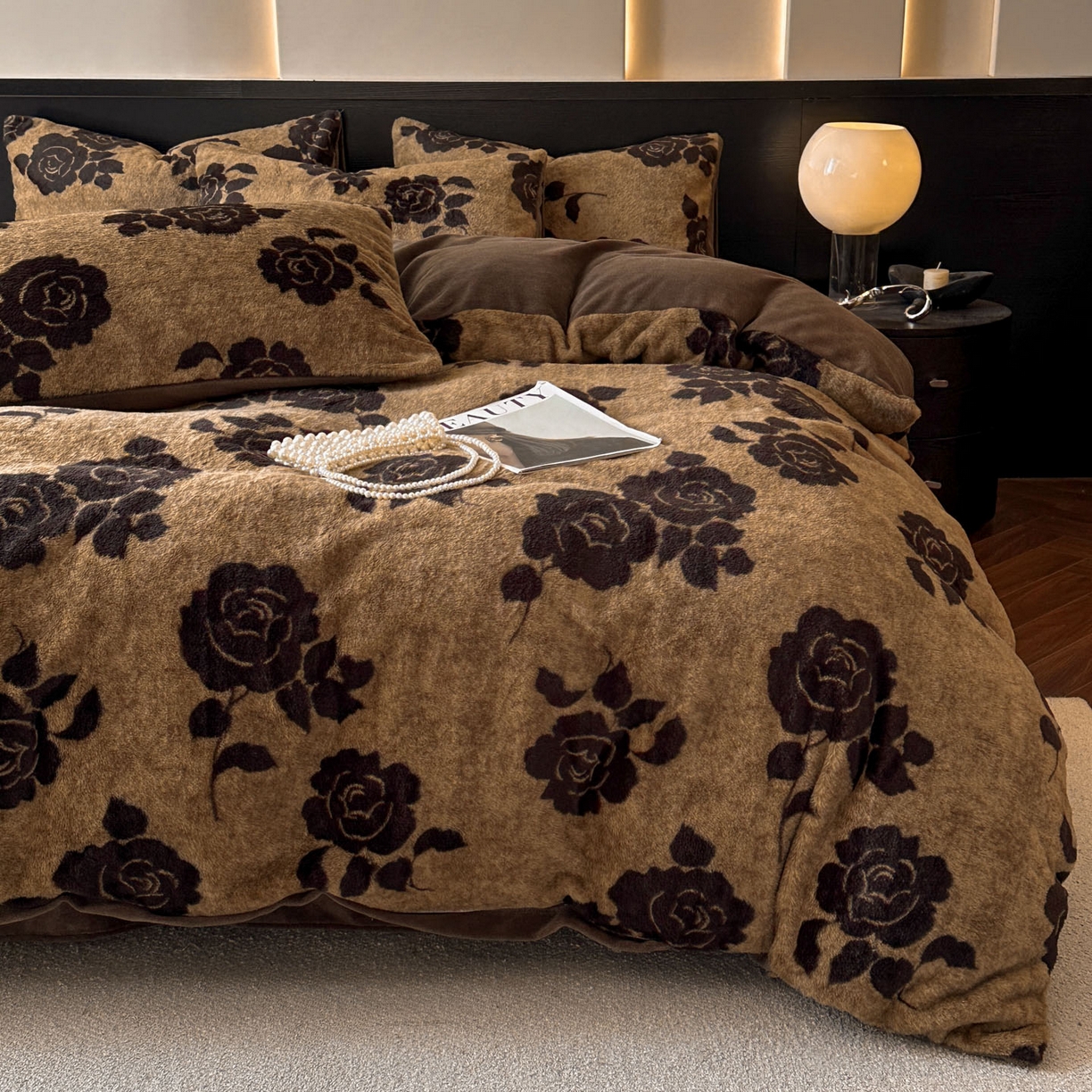 91家纺网 家纺一手货源 找家纺 金阳光家纺 2025新款A类高克重兔毛绒保暖印花牛奶绒四件套 美拉德系列 美拉德-简爱