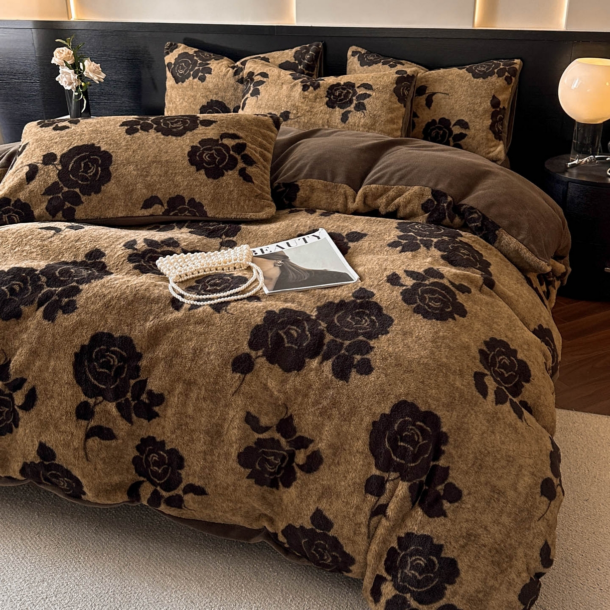 91家纺网 家纺一手货源 找家纺 金阳光家纺 2025新款A类高克重兔毛绒保暖印花牛奶绒四件套 美拉德系列 美拉德-简爱