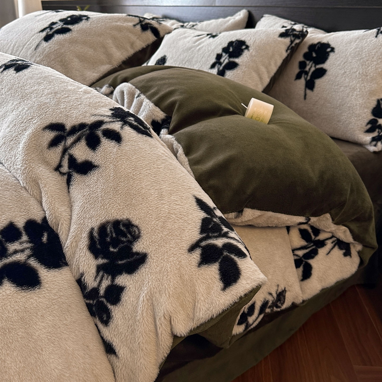 金阳光家纺 2025新款A类高克重兔毛绒保暖印花牛奶绒四件套 美拉德系列 美拉德-玫瑰白