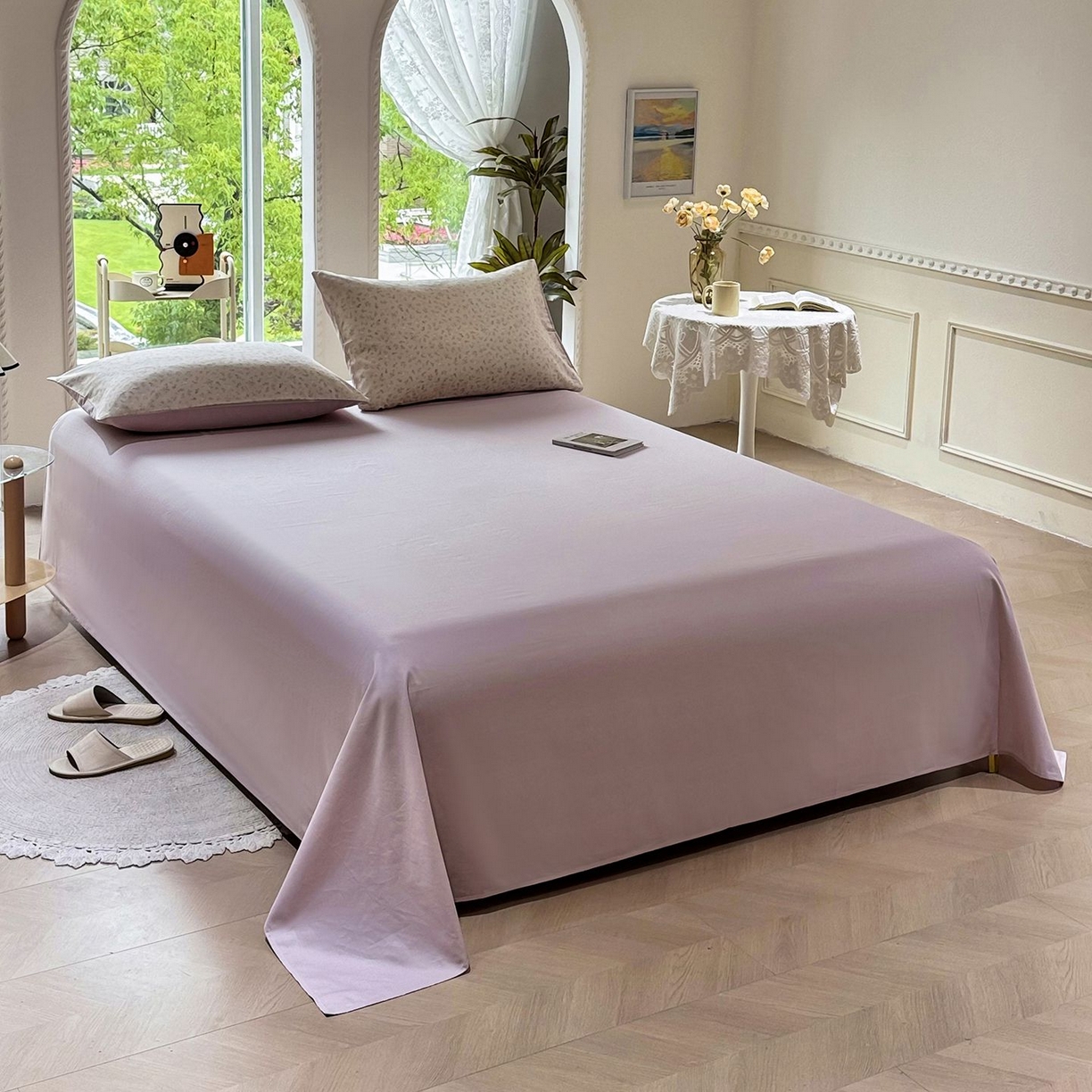 91家纺网 家纺一手货源 找家纺 缦纱 2025新款全棉纯棉小清新喷气13372印花40支纯棉四件套 漫山花海