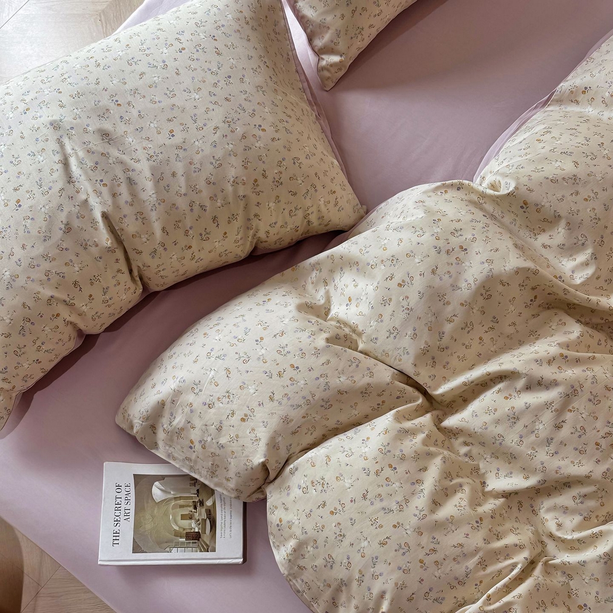 91家纺网 家纺一手货源 找家纺 缦纱 2025新款全棉纯棉小清新喷气13372印花40支纯棉四件套 漫山花海