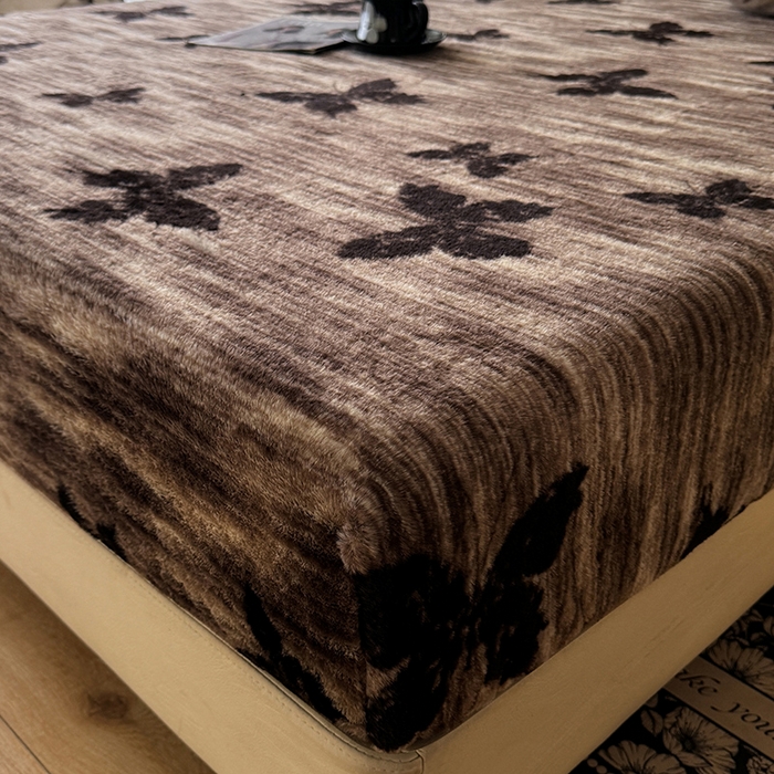 91家纺网 家纺一手货源 找家纺 绒世界 2025秋冬加厚兔绒床笠 兔绒床笠-蝶舞咖