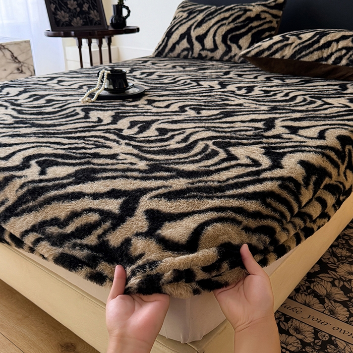 绒世界 2025秋冬加厚兔绒床笠 兔绒床笠-虎纹