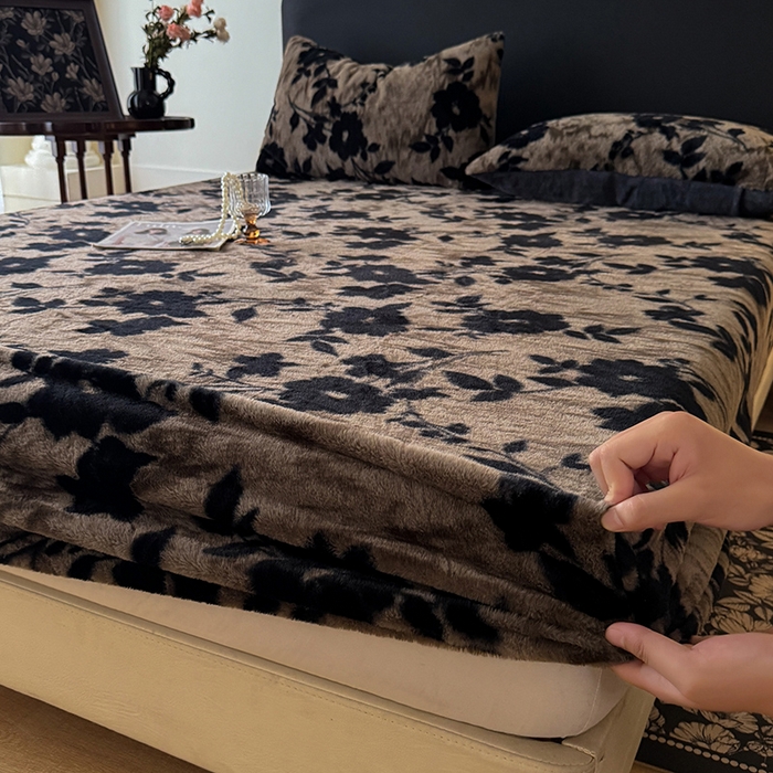 91家纺网 家纺一手货源 找家纺 绒世界 2025秋冬加厚兔绒床笠 兔绒床笠-简爱灰