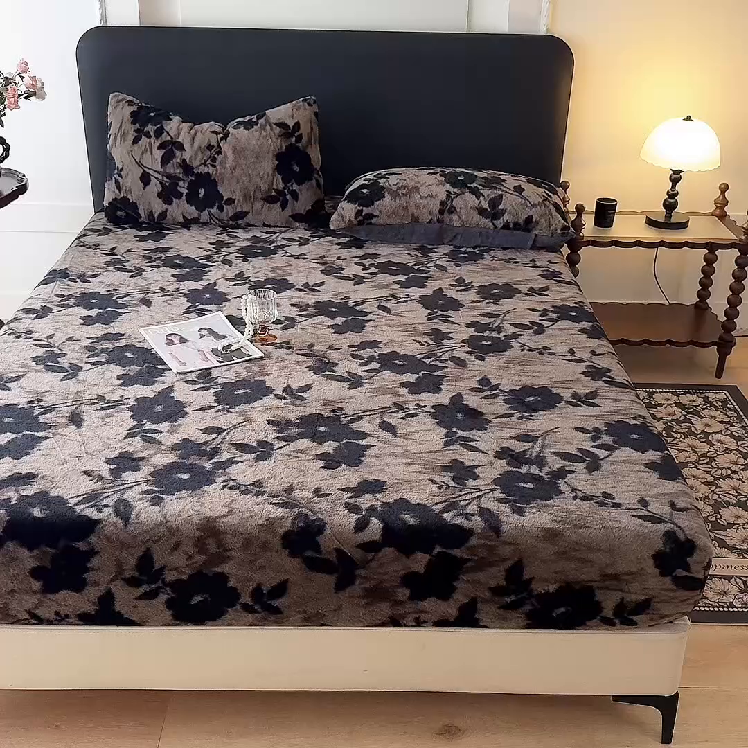 91家纺网 家纺一手货源 找家纺 绒世界 2025秋冬加厚兔绒床笠 兔绒床笠-简爱灰