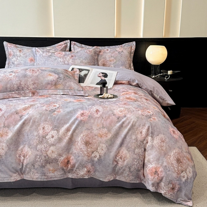 91家纺网 家纺一手货源 找家纺 海洋家纺 2025新款100%全棉磨毛数码印花四件套加厚全棉四件套-提供买家秀 秘境情书 蓝