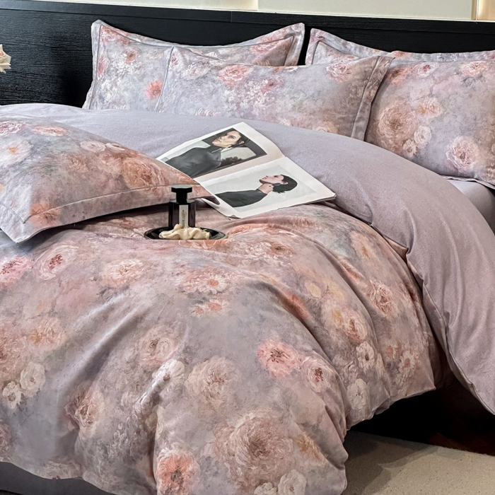 91家纺网 家纺一手货源 找家纺 海洋家纺 2025新款100%全棉磨毛数码印花四件套加厚全棉四件套-提供买家秀 秘境情书 蓝