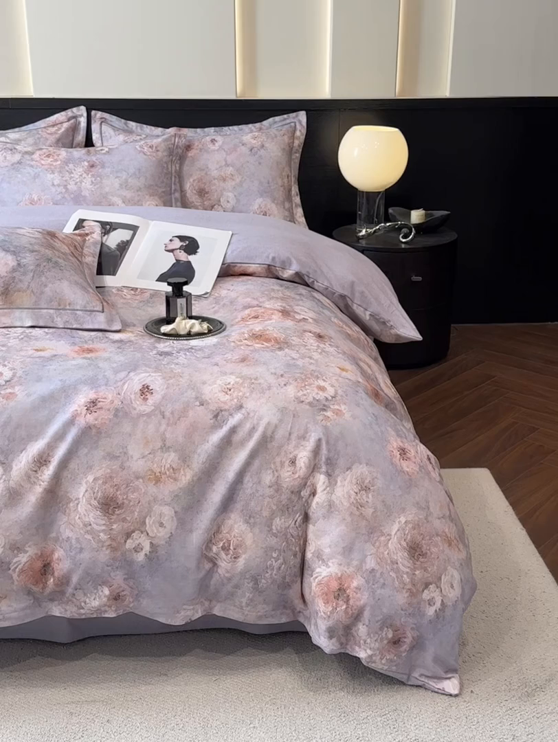 91家纺网 家纺一手货源 找家纺 海洋家纺 2025新款100%全棉磨毛数码印花四件套加厚全棉四件套-提供买家秀 秘境情书 蓝