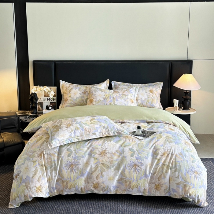 91家纺网 家纺一手货源 找家纺 海洋家纺 2025新款100%全棉磨毛数码印花四件套加厚全棉四件套-提供买家秀 柔晨 绿