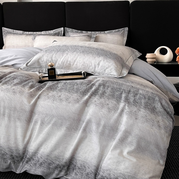 91家纺网 家纺一手货源 找家纺 海洋家纺 2025新款100%全棉磨毛数码印花四件套加厚全棉四件套-提供买家秀 苏菲庄园 灰