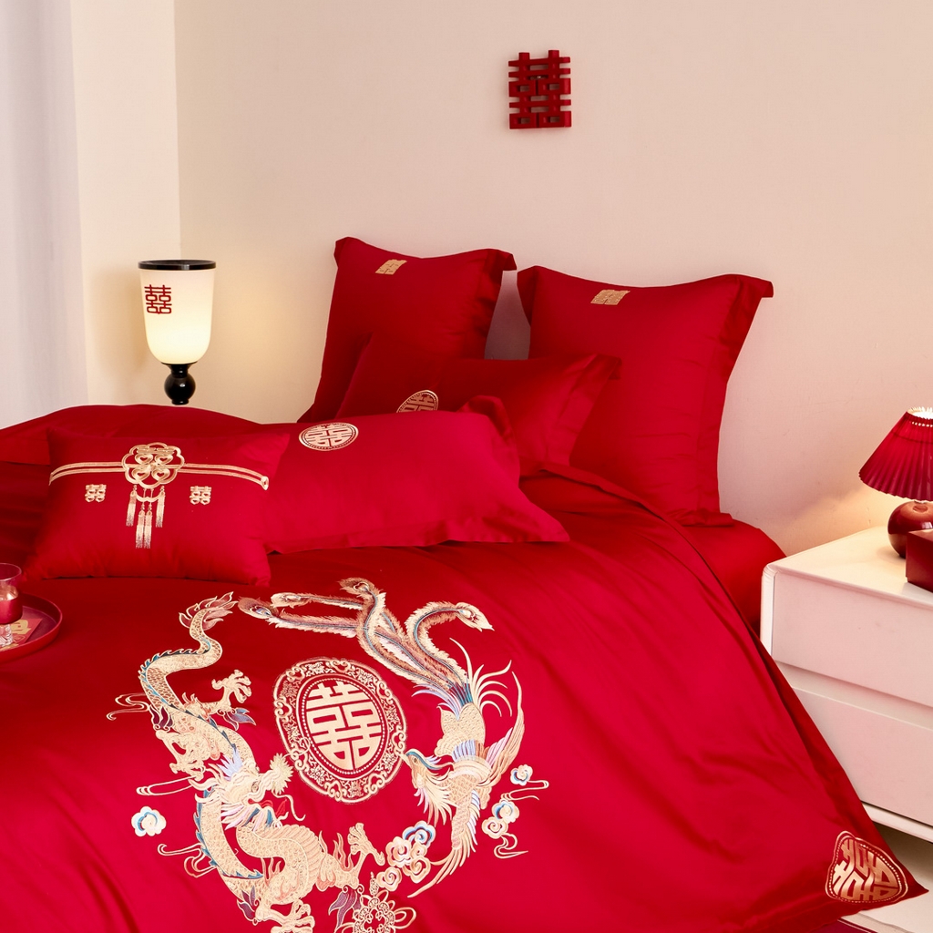 91家纺网 家纺一手货源 找家纺 东方合美（原：皇家传奇） 2025新款婚庆小红书化纤系列二 龙凤和鸣