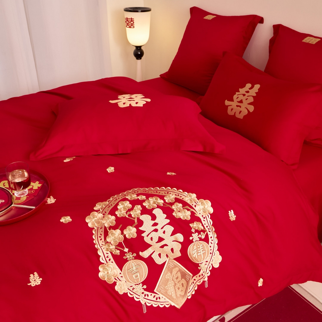 91家纺网 家纺一手货源 找家纺 东方合美（原：皇家传奇） 2025新款婚庆小红书化纤系列二 双喜临门