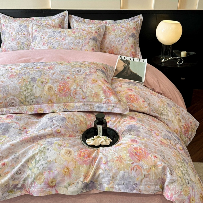 91家纺网 家纺一手货源 找家纺 海洋家纺 2025新款100%全棉磨毛数码印花四件套加厚全棉四件套-提供买家秀 忆梦 粉