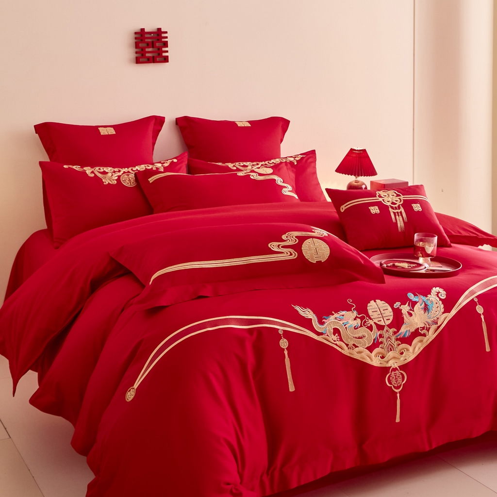 91家纺网 家纺一手货源 找家纺 东方合美（原：皇家传奇） 2025新款婚庆小红书化纤系列二 欢喜龙凤