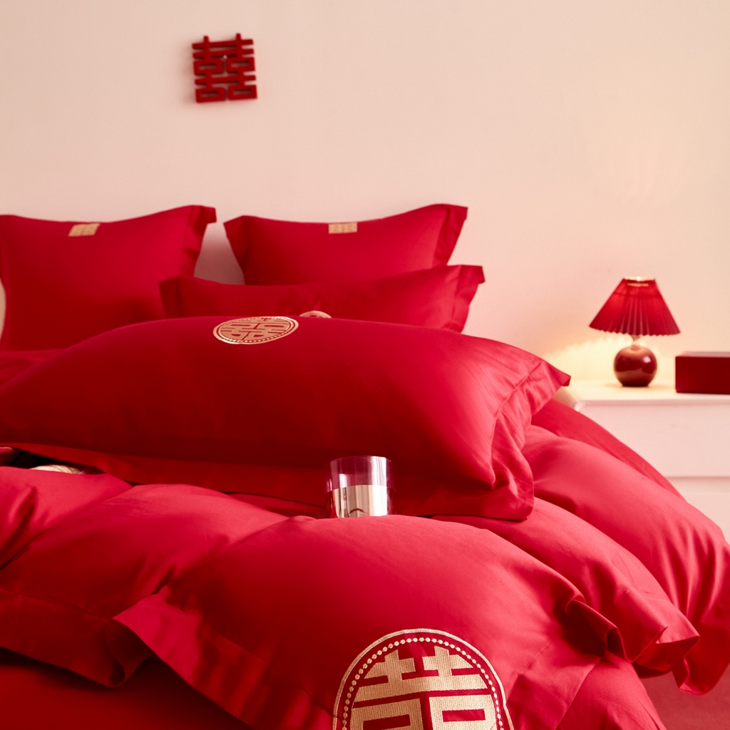 91家纺网 家纺一手货源 找家纺 东方合美（原：皇家传奇） 2025新款婚庆小红书化纤系列二 龙凤和鸣