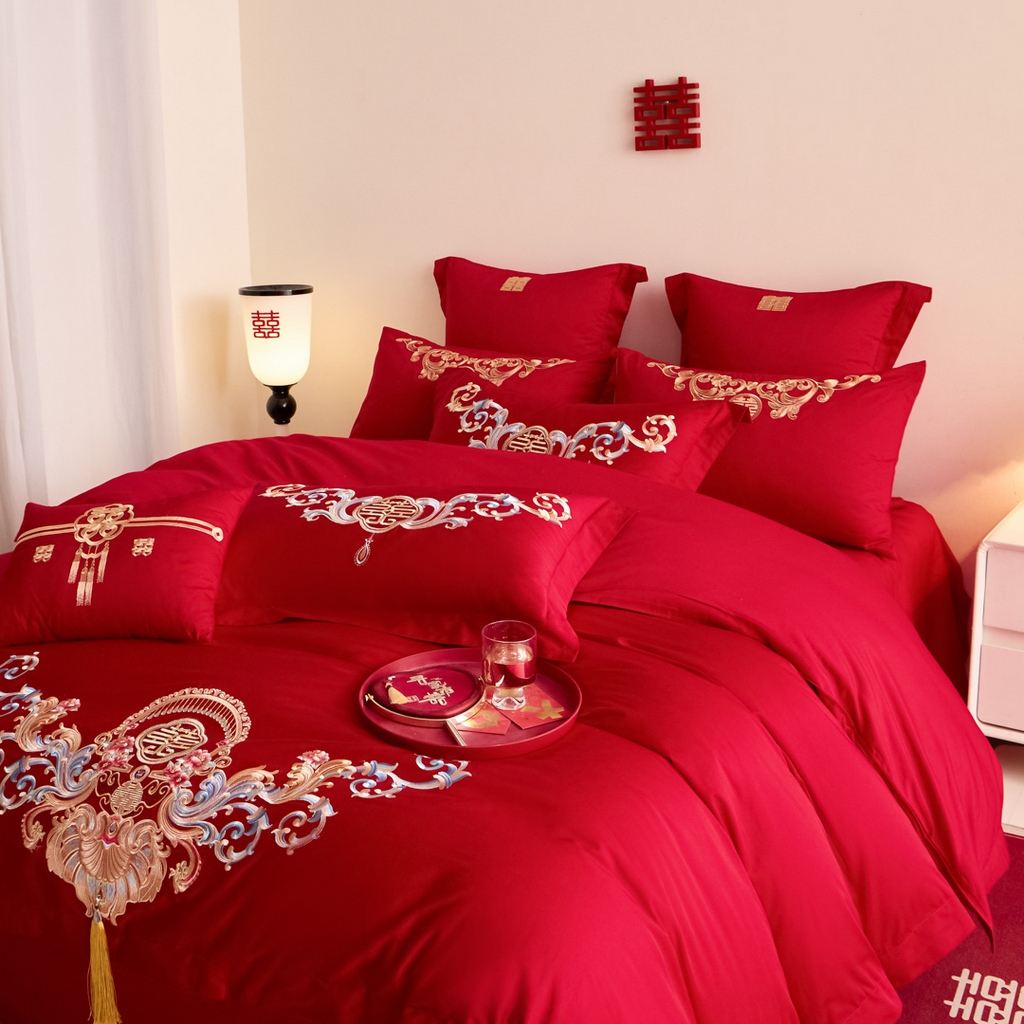 91家纺网 家纺一手货源 找家纺 东方合美（原：皇家传奇） 2025新款婚庆小红书化纤系列二 恭贺新禧