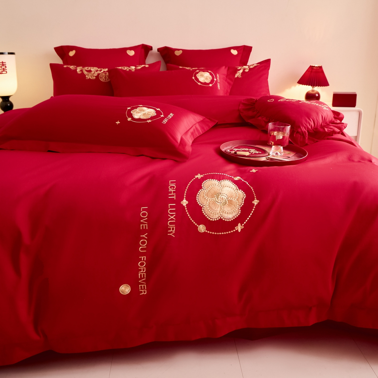 91家纺网 家纺一手货源 找家纺 东方合美（原：皇家传奇） 2025新款婚庆小红书化纤系列二 心相印