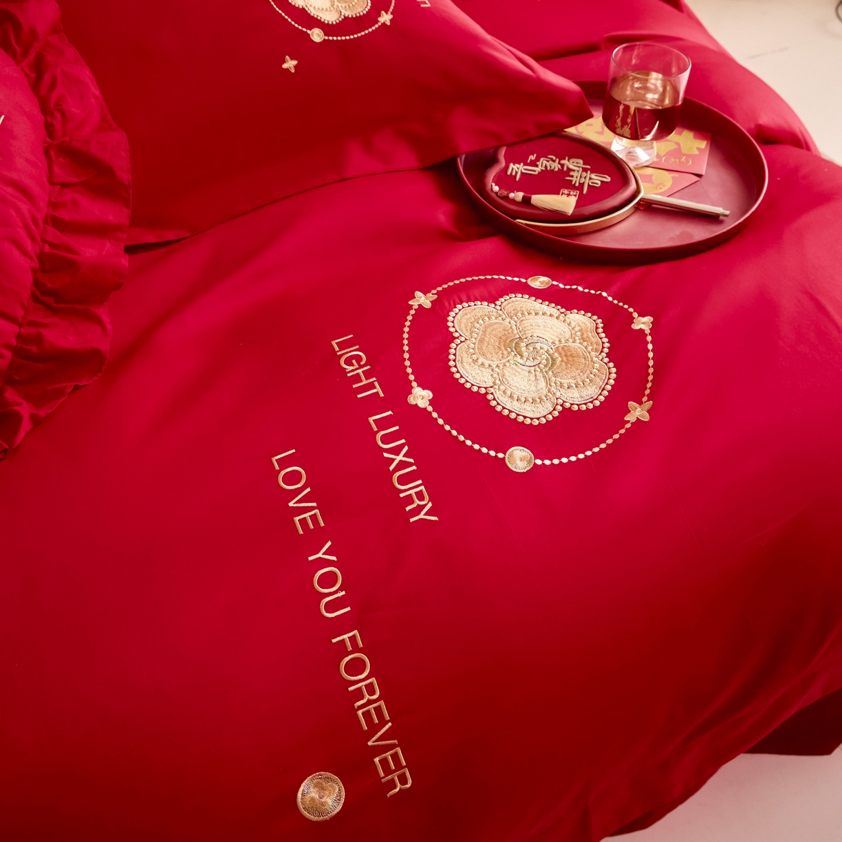 91家纺网 家纺一手货源 找家纺 东方合美（原：皇家传奇） 2025新款婚庆小红书化纤系列二 心相印