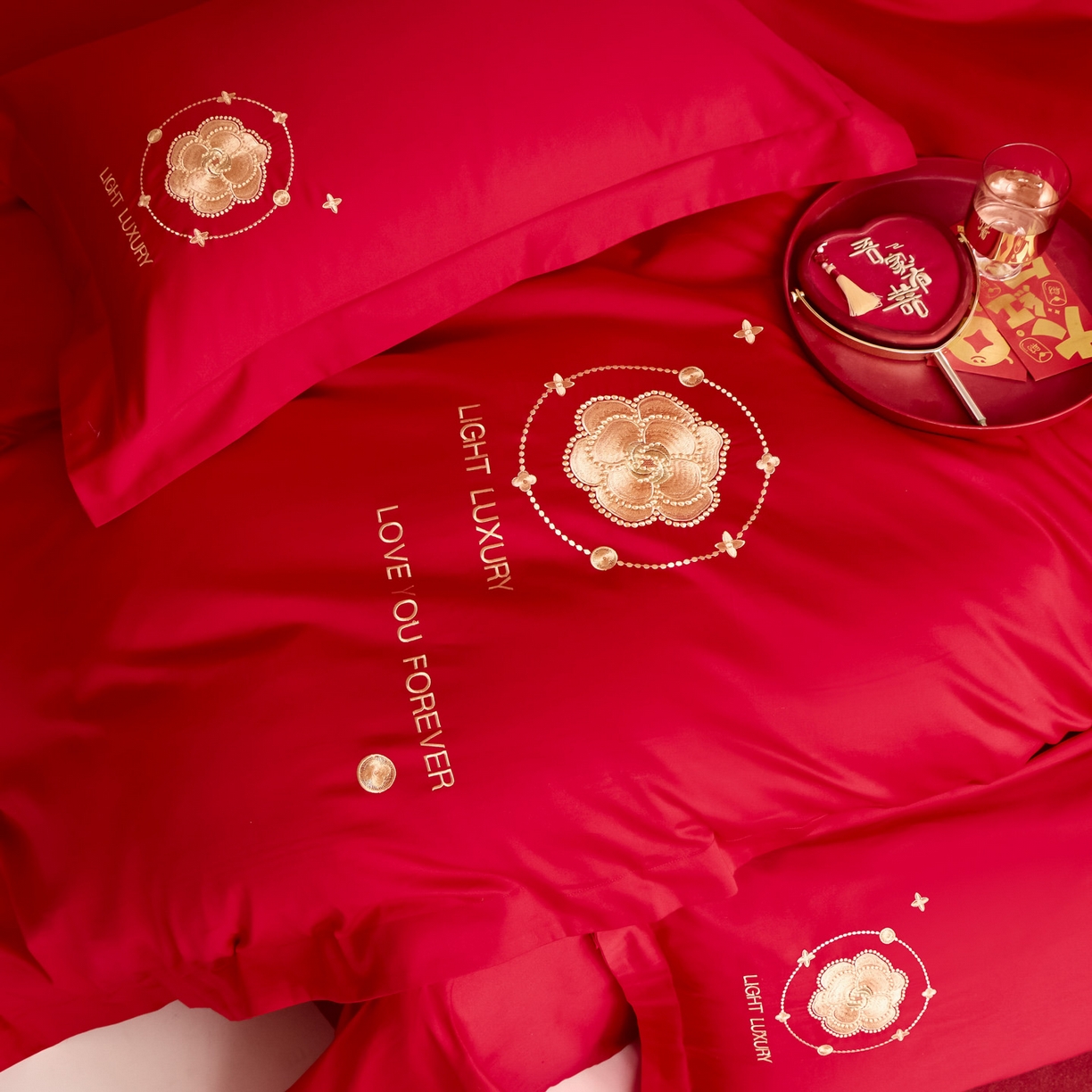 91家纺网 家纺一手货源 找家纺 东方合美（原：皇家传奇） 2025新款婚庆小红书化纤系列二 心相印