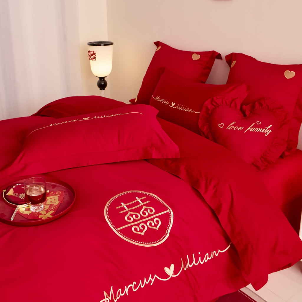 91家纺网 家纺一手货源 找家纺 东方合美（原：皇家传奇） 2025新款婚庆小红书化纤系列二 喜上加喜