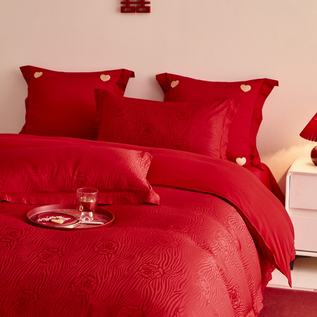 91家纺网 家纺一手货源 找家纺 东方合美（原：皇家传奇） 2025新款婚庆小红书化纤系列二 山茶花-提花