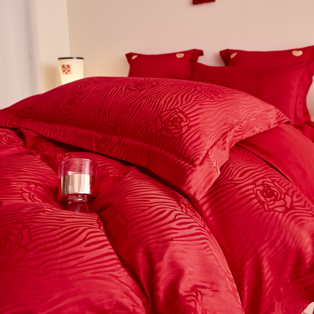 91家纺网 家纺一手货源 找家纺 东方合美（原：皇家传奇） 2025新款婚庆小红书化纤系列二 山茶花-提花