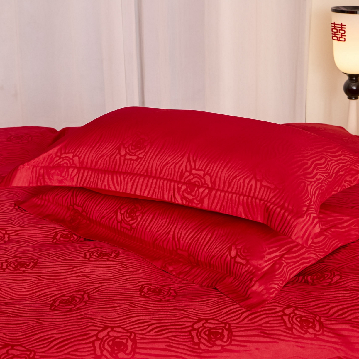 91家纺网 家纺一手货源 找家纺 东方合美（原：皇家传奇） 2025新款婚庆小红书化纤系列二 山茶花-提花