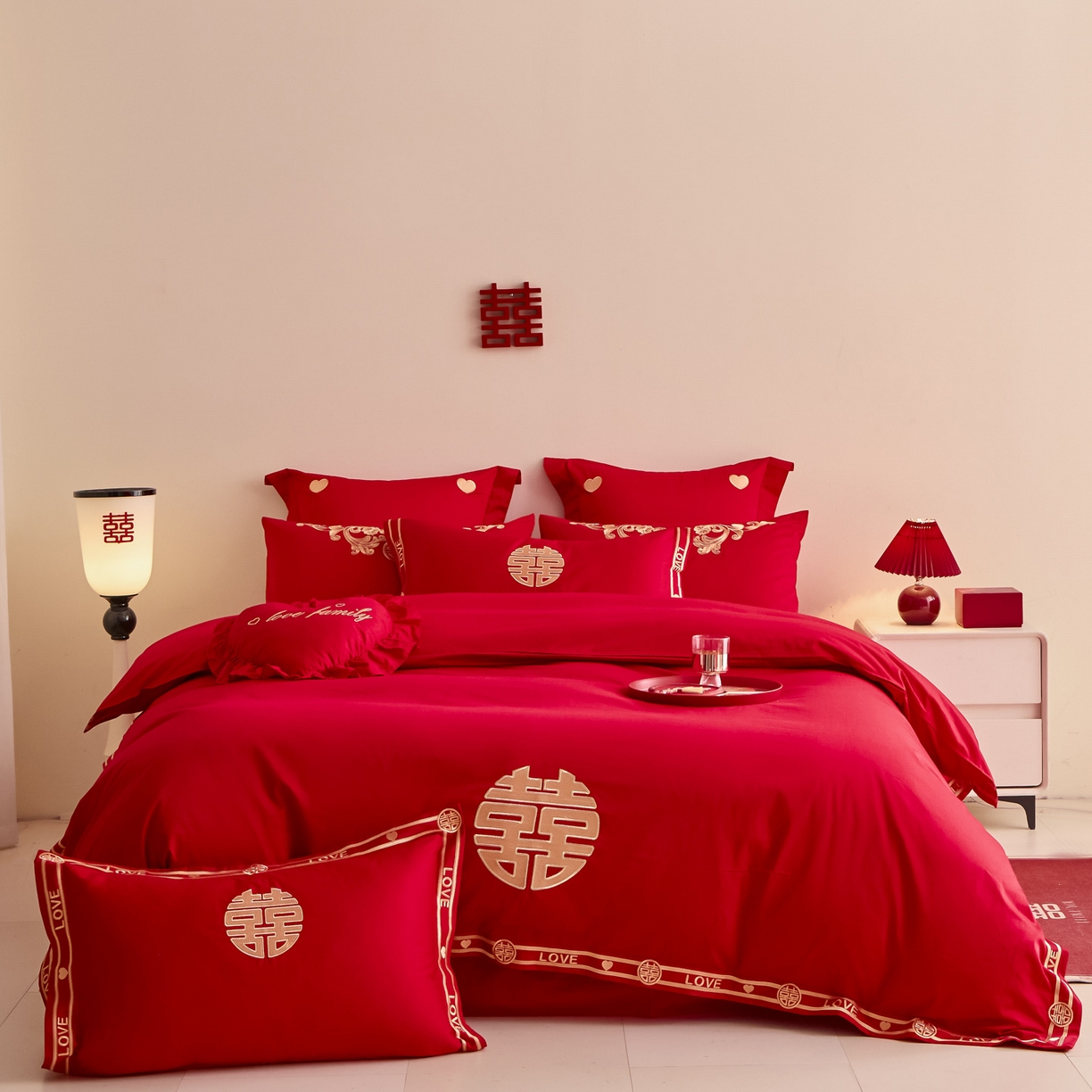 91家纺网 家纺一手货源 找家纺 东方合美（原：皇家传奇） 2025新款婚庆小红书化纤系列二 双喜